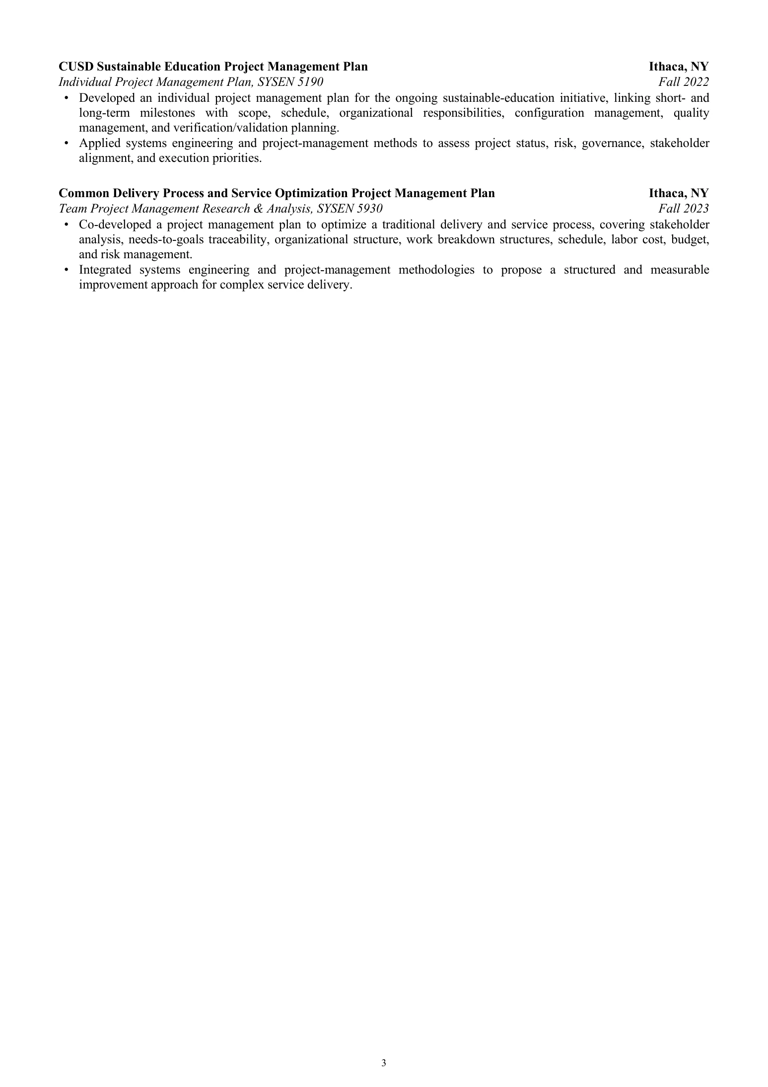 CV page 3. Accessible text is available under Read the text below.
