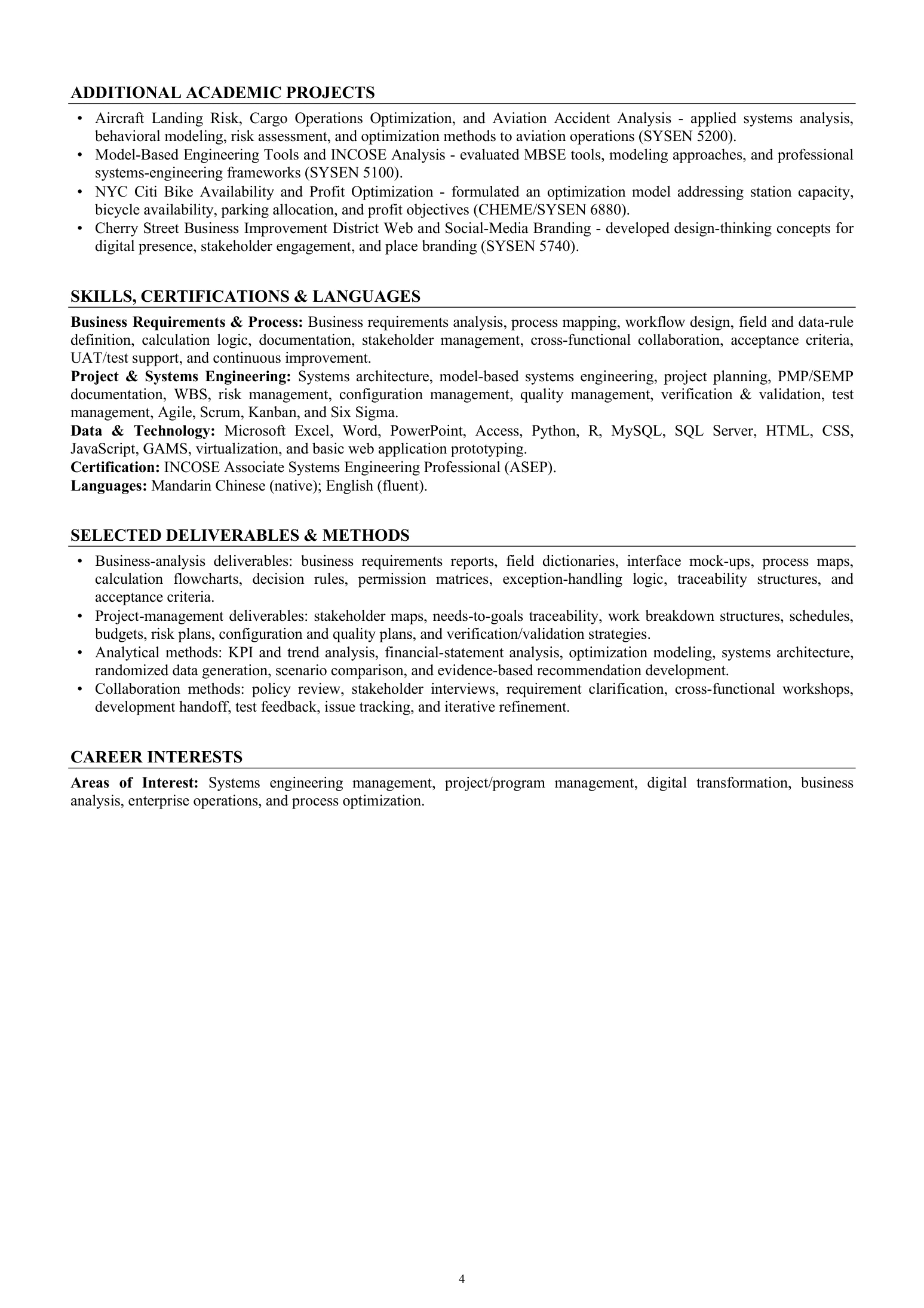 CV page 4. Accessible text is available under Read the text below.